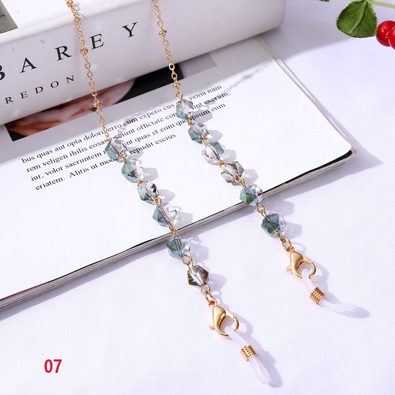 Catene per occhiali con perline di cristallo della boemia cordino maschera per il viso supporto per catena corda per occhiali occhiali da sole cordino per collo regalo per donna: 7