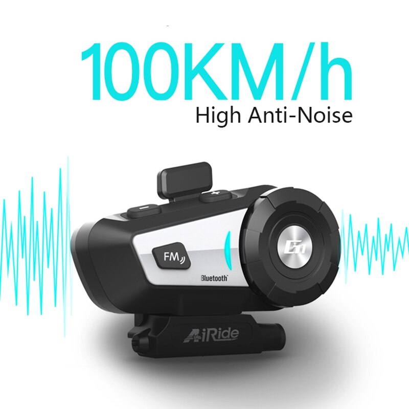 AiRide G1 Motorcycle Helmet Headphone 10M Bluetooth Group Interphone Waterproof with Voice Control, CVC Noise Canceling