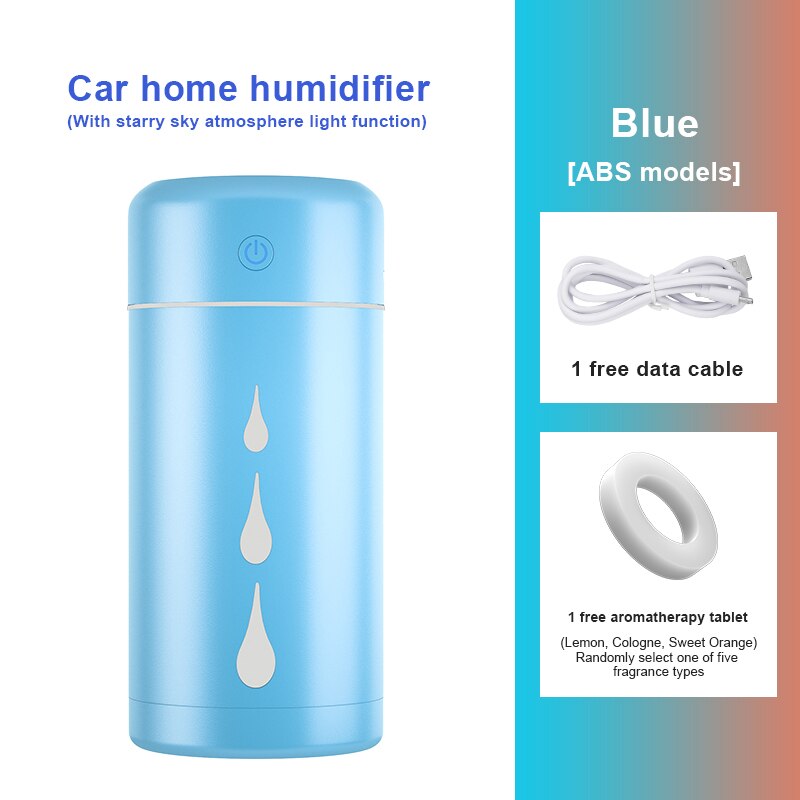 Auto Luchtbevochtiger Luchtreiniger Sterrenhemel Licht Projector Usb Draagbare Luchtbevochtiger Verneveling Essentiële Olie Aromatherapie Diffus: Blauw
