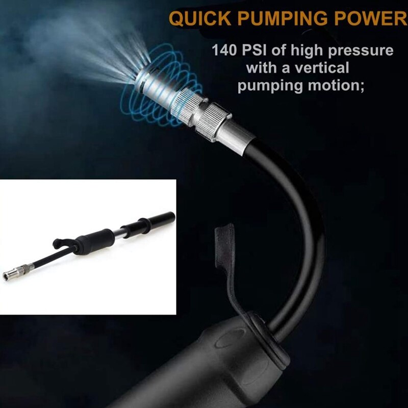 Mini Hand Bike Pump,Portable Bike Air Pump High Pressure 140 Psi Air Pump for Mountain and Bike Tires, Toys, Basketball