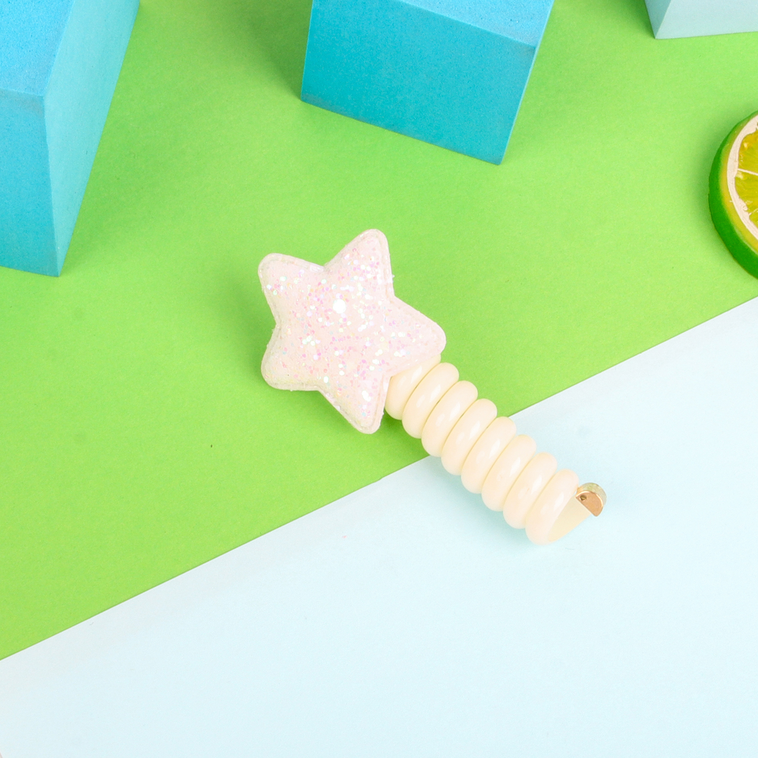 Pailletten Bloem Elastisch Haartouw Schattige Meisjes Telefoondraad Lijn Elasticiteit Glitter Ster Haarband Voor Kinderen Haaraccessoires: Sky Blue
