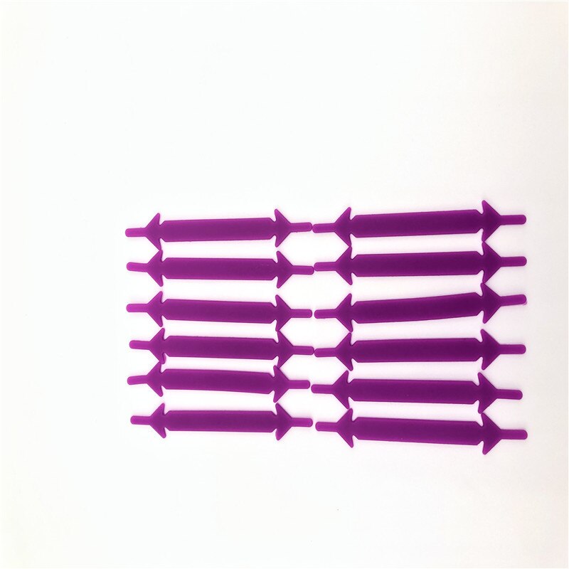 Cordones elásticos de silicona para zapatos, cintas creativas de goma para perezosos, para zapatillas informales, 12 unids/paquete: Morado