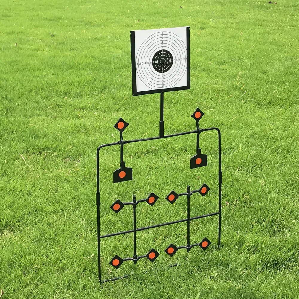 12-Plates Reset Shooting Target Spinner Target Metal Steel Auto Reset Target + 20 Paper Targets