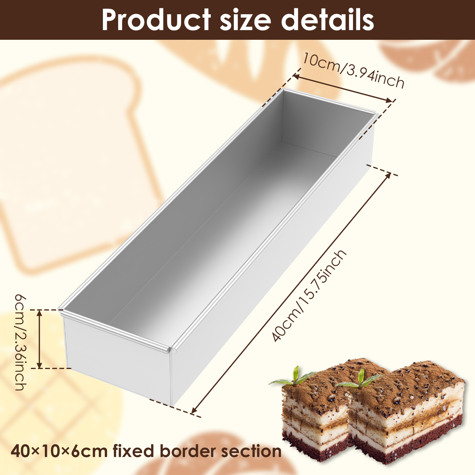 Molde rectangular para pastel, aleación de aluminio, tiramisú, moldes para hacer postres, molde para tarta de queso, molde para pan, herramienta para hornear, accesorios de cocina: Verde claro