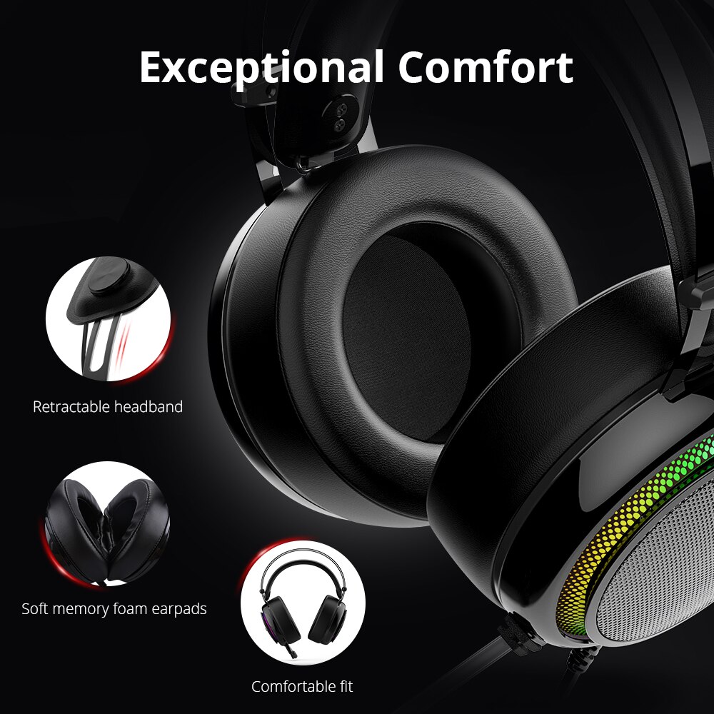 Tronsmart Glary Gaming Headset with 7.1 Virtual Surround Sound,50mm Audio Driver and Noise Cancelling Mic for several devices