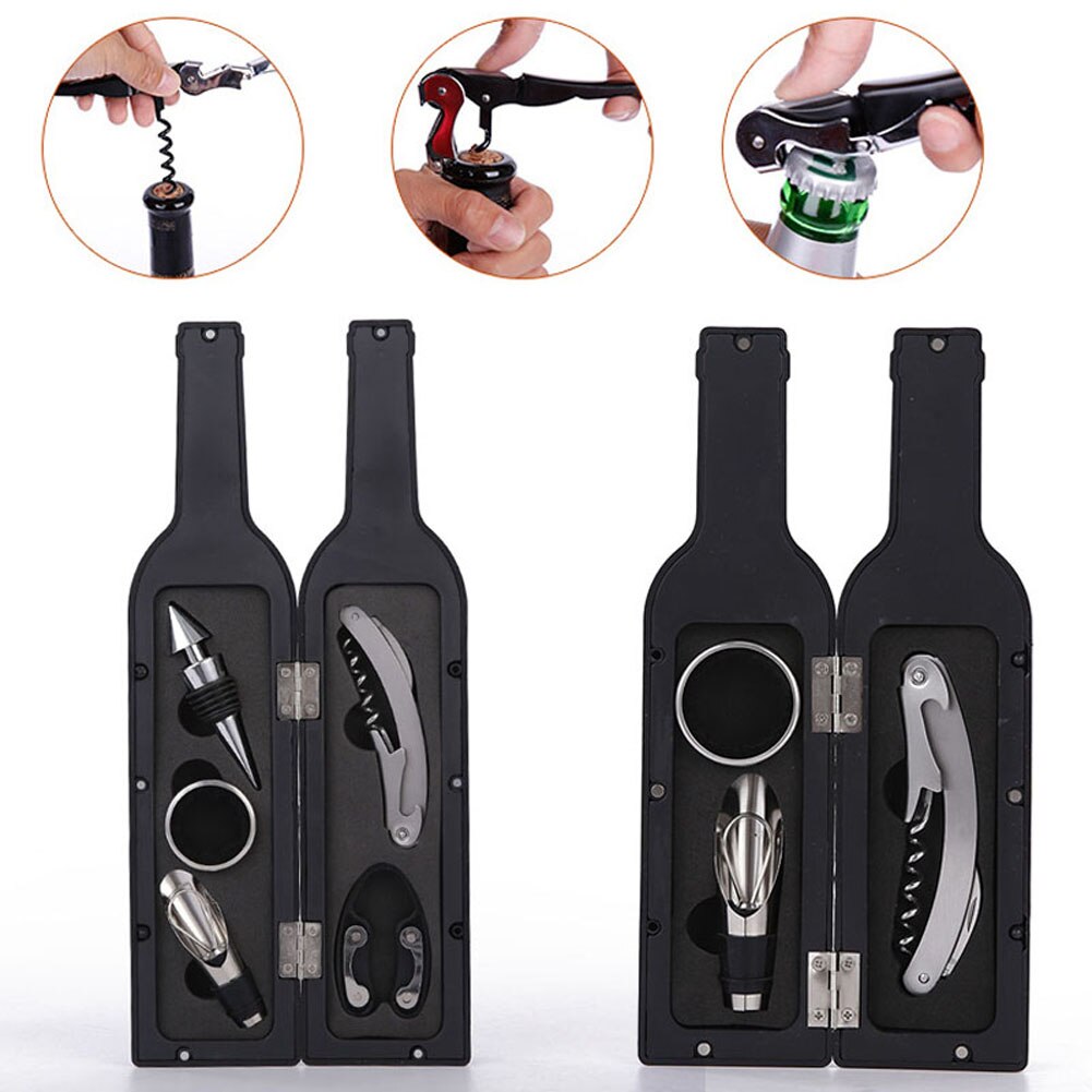 1 Set 3 Pcs/5 Pcs Wijnfles Corkscrew Set Tool Fles-Vormige Houder Flesopener AUG889