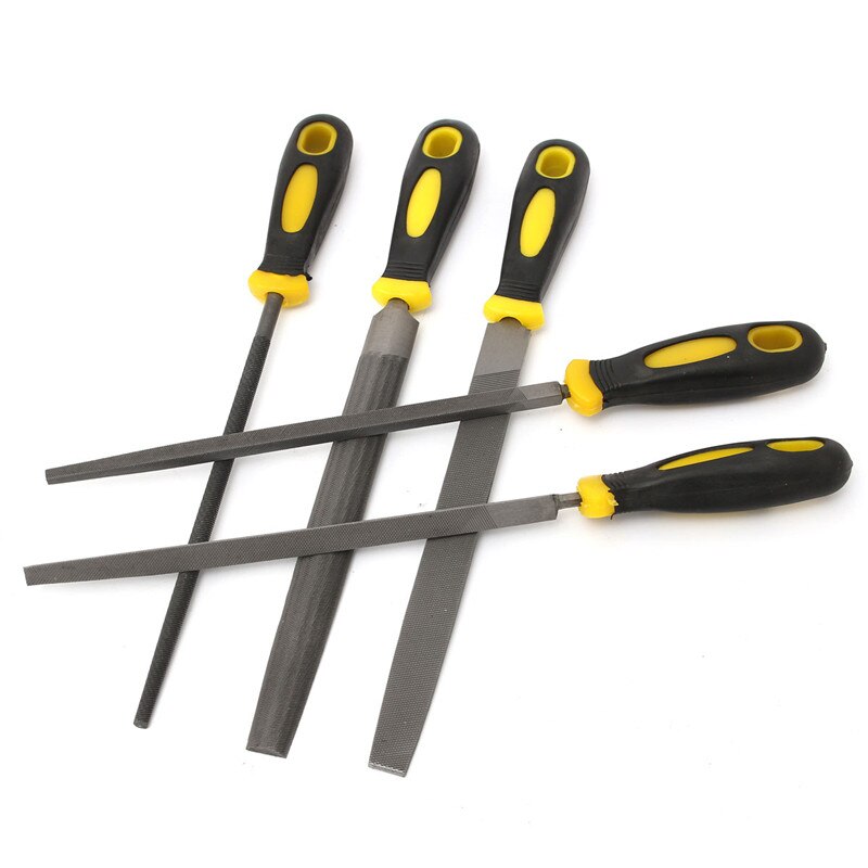 5pcs/set Engineer Metal File 8 Inch 200mm Soft Grip Assorted Half Round Flat SquareTriangle Round Metal File Set