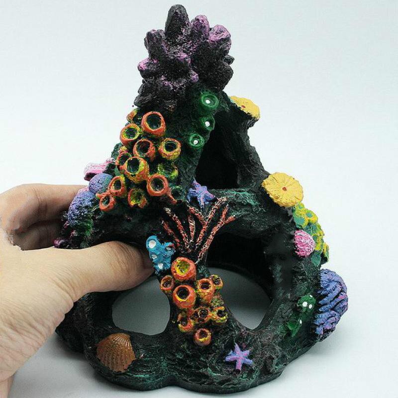 Kunstmatige koraalrif grot aquarium decoratie aquarium holle rots grot huis ornament voor vissen garnalen hinding decor