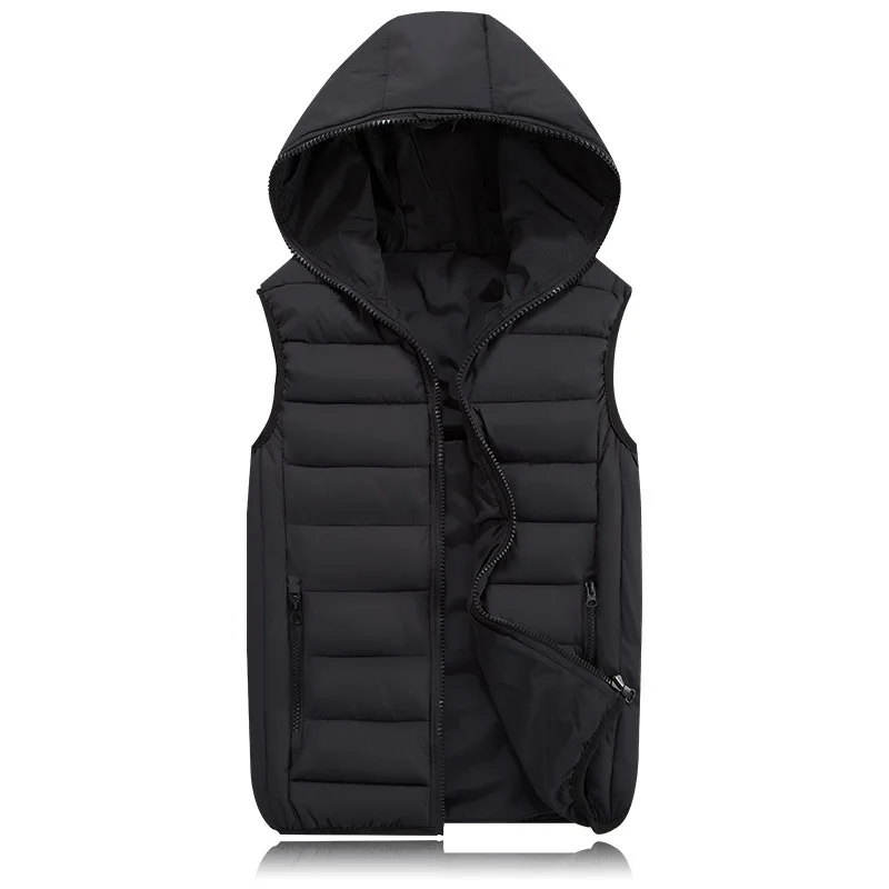 Lente Herfst Mouwloze Jas Voor Mannen Mode Warm Hooded Man Winter Vest Licht Plus Size Mens Werk Vesten vest: Xxxl / Black Vest