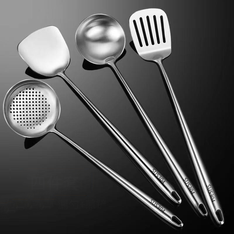 304 Stainless Steel Wok Spatula Metal Kitchen Accessories Slotted Turner Rice Spoon Ladle Cooking Tools Utensil Set