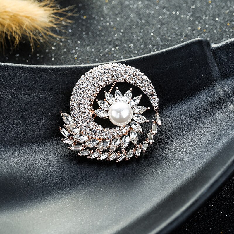Brocher til kvinde retro blomsterlegering krystal damer bærer broche diamant smykker corsage tøj tilbehør badge pins