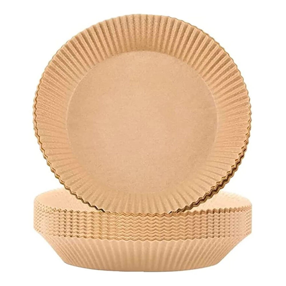 25/50/100pcs Friteuse à Air Jetable Papier Doublure Tapis Anti-Adhésif Papier Vapeur Tapis de Cuisson Cuisine AirFryer Outils Accessoires De Cuisson: 100PCS Natural color