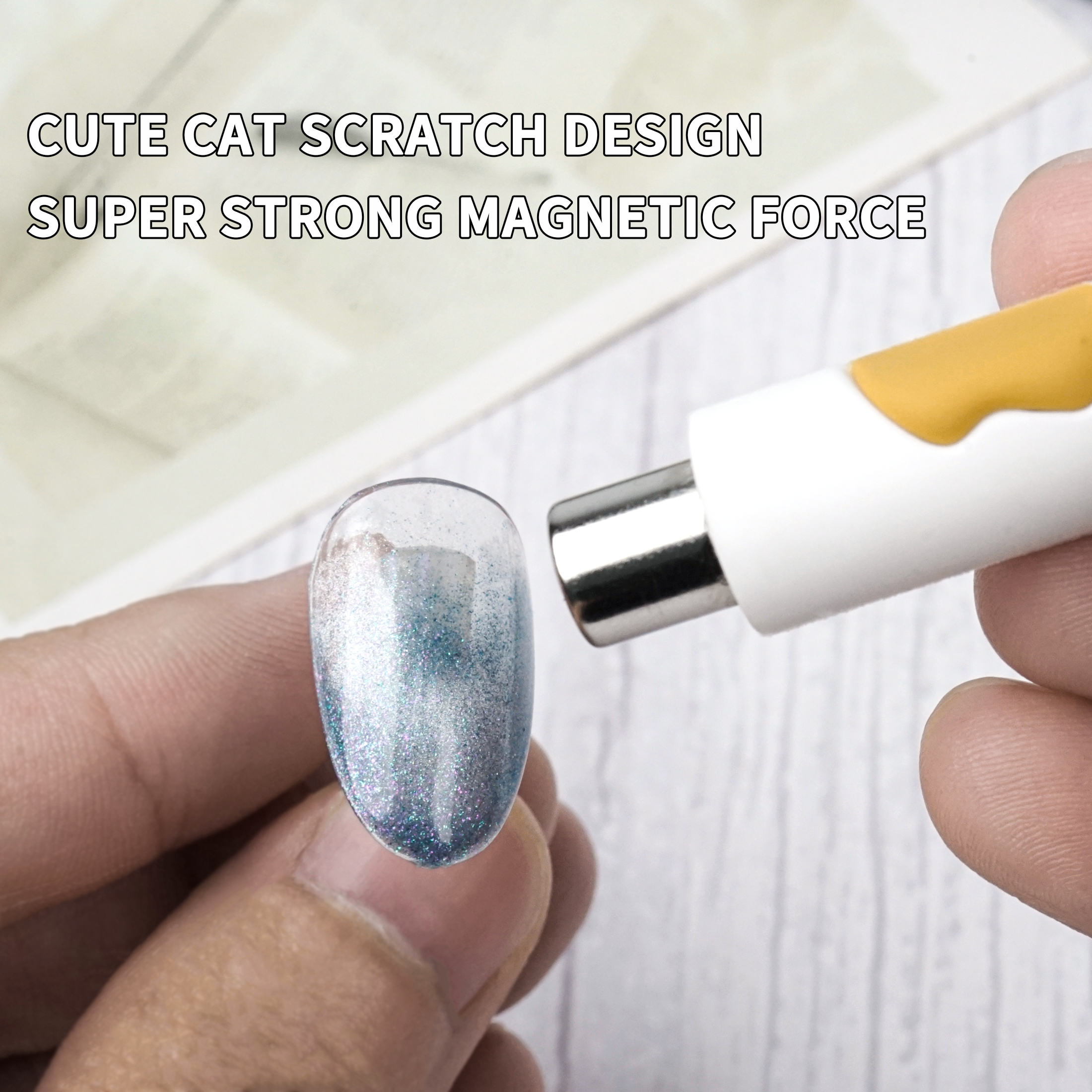Caneta magnética para arte em unhas, pintura 3d de olho de gato, design de arte em unhas, varinha magnética de ponta dupla, esmalte em gel mágico para manicure de natal, 1 peça