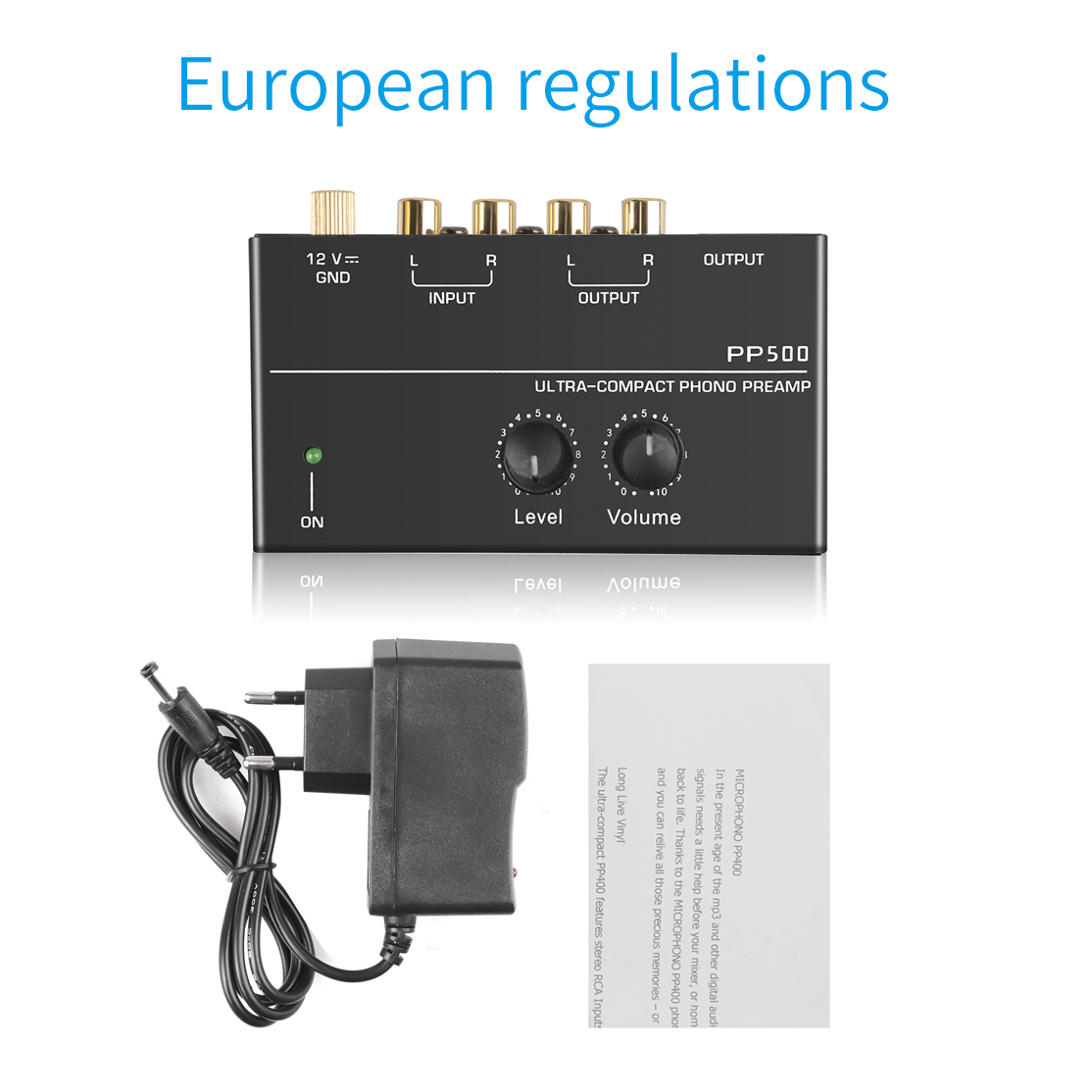 PP400 Ultra-Compact Phono Preamp Preamplifier Home Mini Audio Amplifier with RCA Interface for Turntable Tube Amplifier Speakers: SKY BLUE