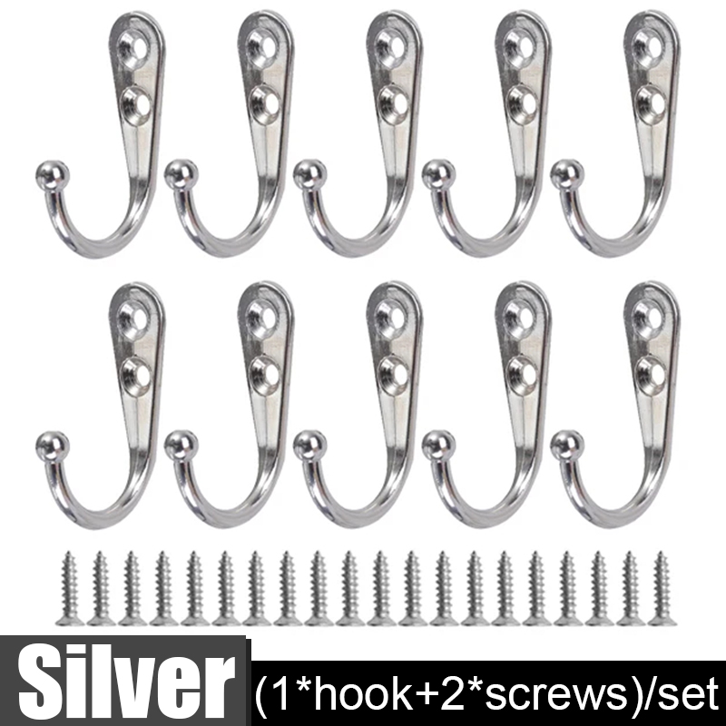 30/1set Alloy Hooks with Screws Wall Mounted Hanging Hangers for Coat Towel Bags Caps Hook Kitchen Bathroom Storage Rack Holders: M / Light Grey