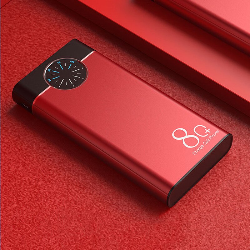 80000Mah Power Bank Horloge Digitale Display Grote Capaciteit Draagbare Telefoon Oplader Led Outdoor Reizen Voor Smartphones Powerbank: red