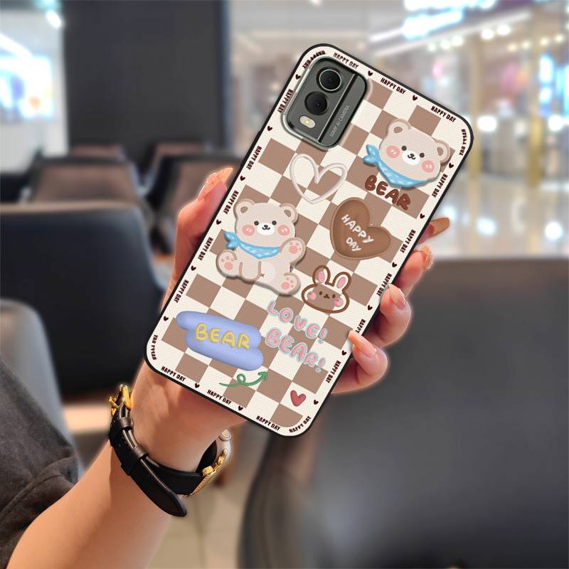 Phone Protector Cover Phone Case For Nokia C32 Graffiti Cute Soft case Dirt-resistant Waterproof Durable: Khaki