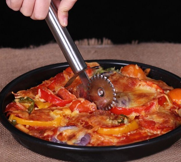 2 in 1 rustfrit stål dobbelthjuls pastaskærer udskærer wienerbrød pizzaskærere nudelfremstillingsværktøjer