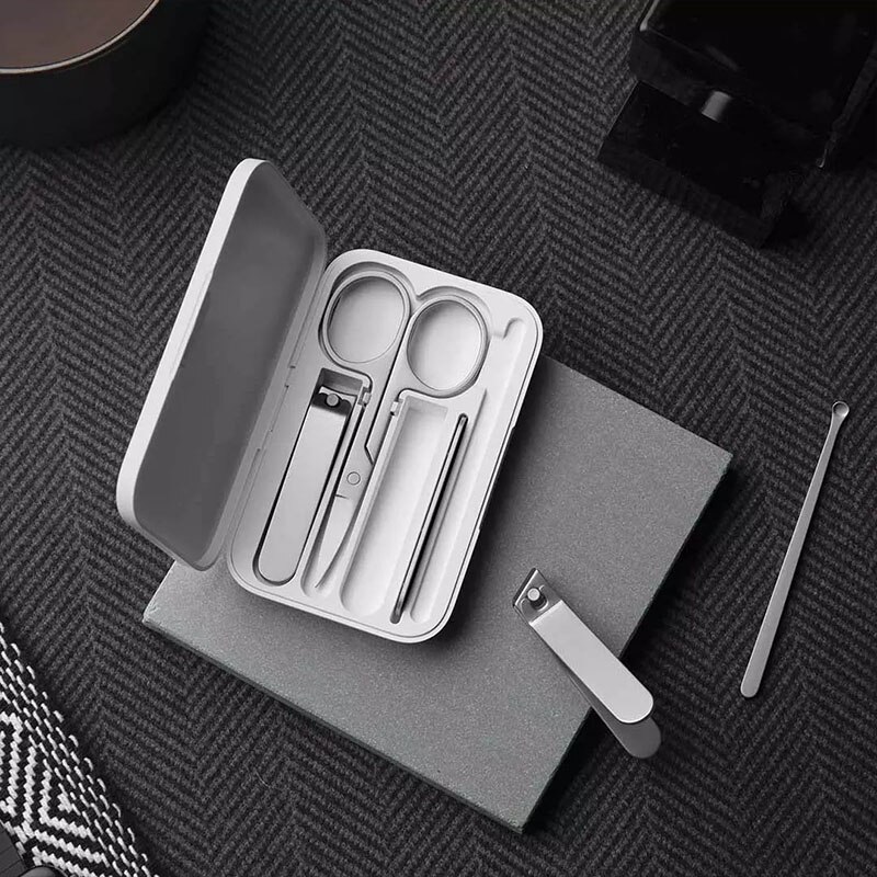 Original XIAOMI MIJIA Nail Clippers Set 5Pcs Stainless Manicure Pedicure Nail Clipper Cutter Nail File Ear Pick with Storage Box