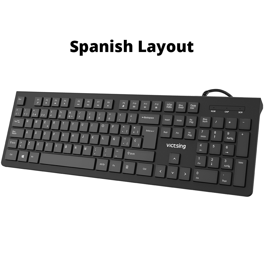 VicTsing PC206 Wired Keyboard Portable Slim Membrane Chiclet Keyboard 104 Keycaps For Tablet Desktop Laptop PC Computer Keyboard