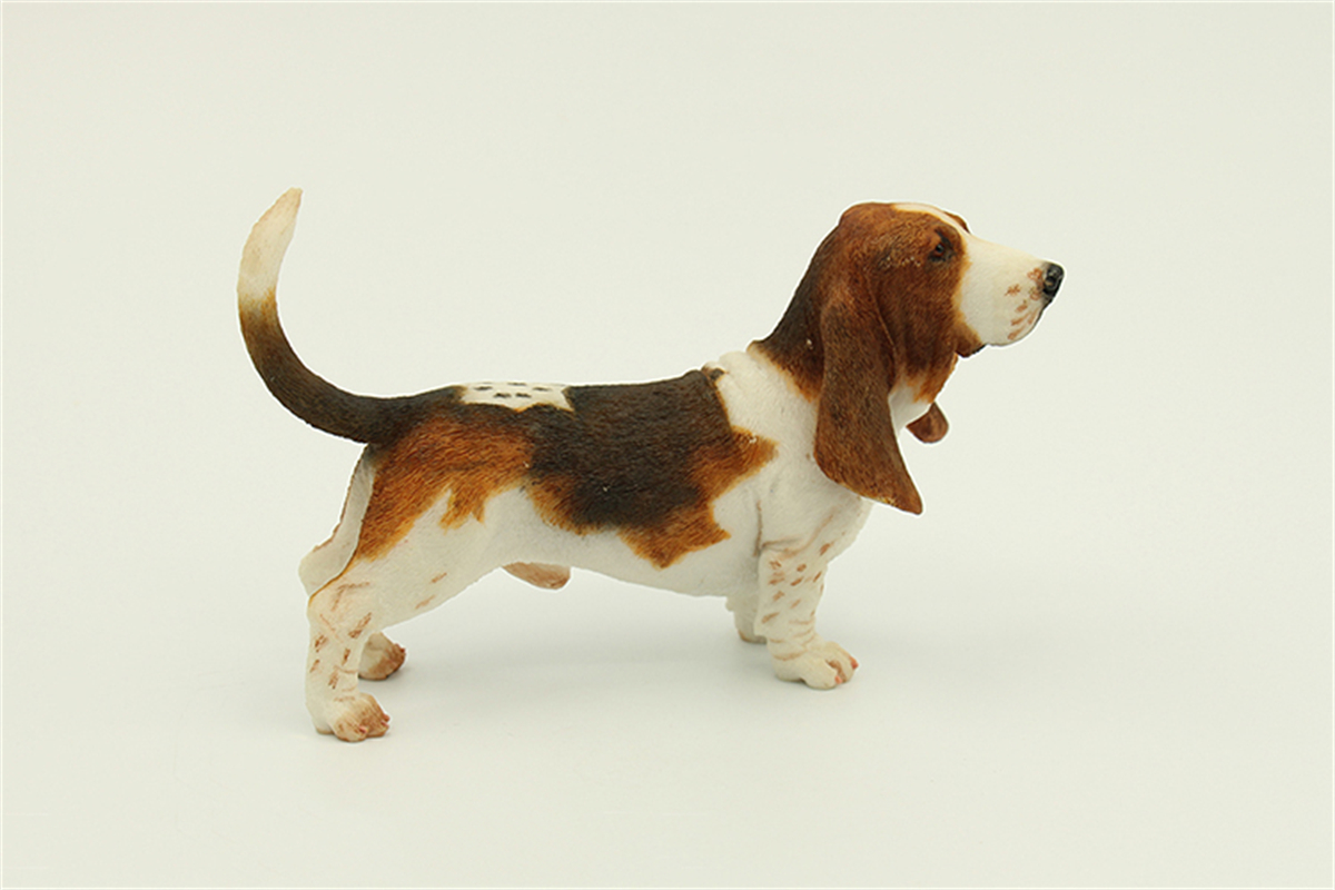 JJM French Basset Hound Dog Model Pet Animal Figure Toy Collector Decor Kid Crafts Souvenirs Sculpture Simulation Unisex