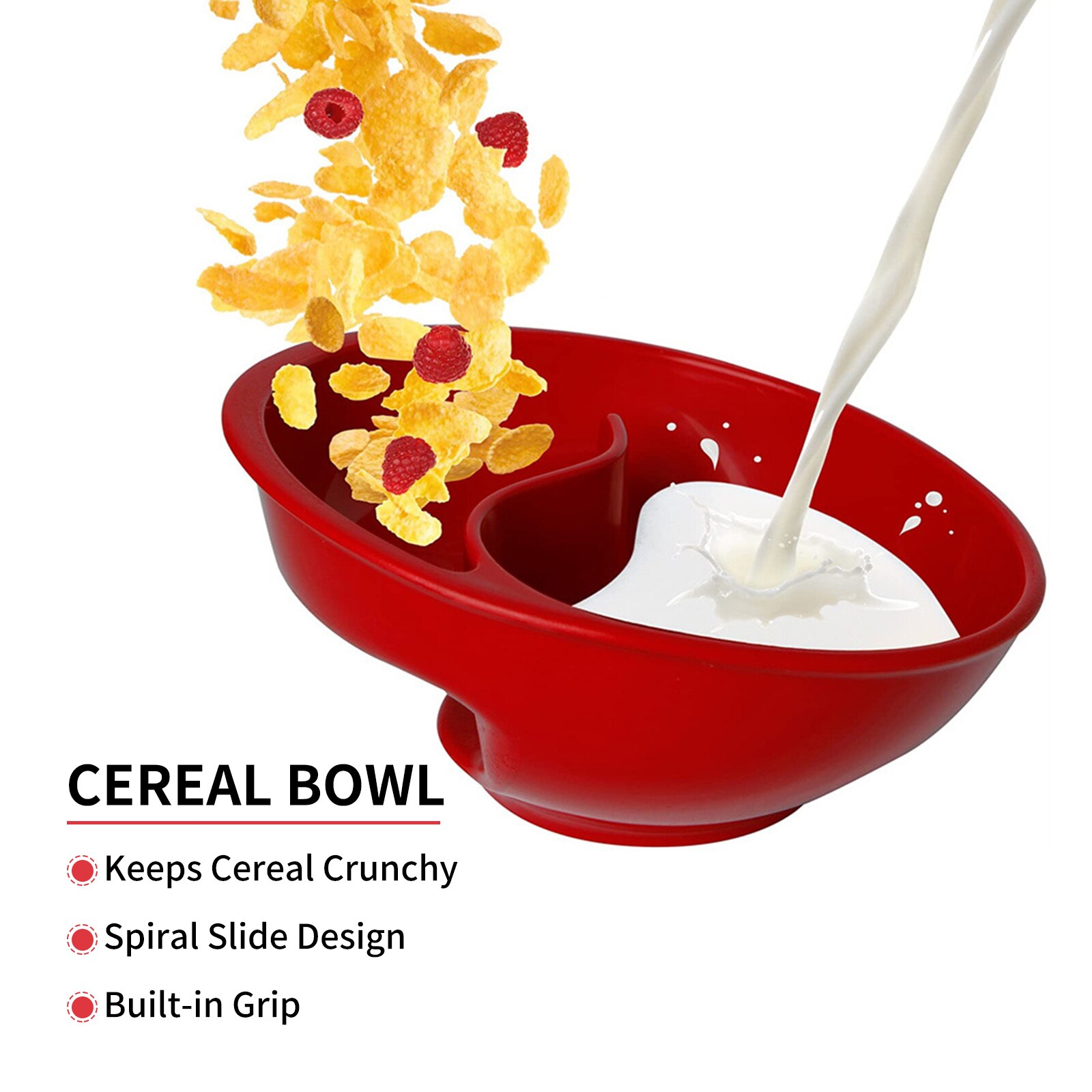 VALLENWOOD Never Soggy Cereal Bowl (2-Pack) - Divided Unbreakable Melamine Bowl To Keep Cereal Crispy - View #8