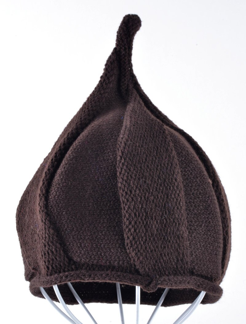 Mooie katoenen baby hoed winter gebreide wol zachte halloween pompoen caps jongens mutsen kinderen steeple cap Meisjes kerst hoeden: Bruin