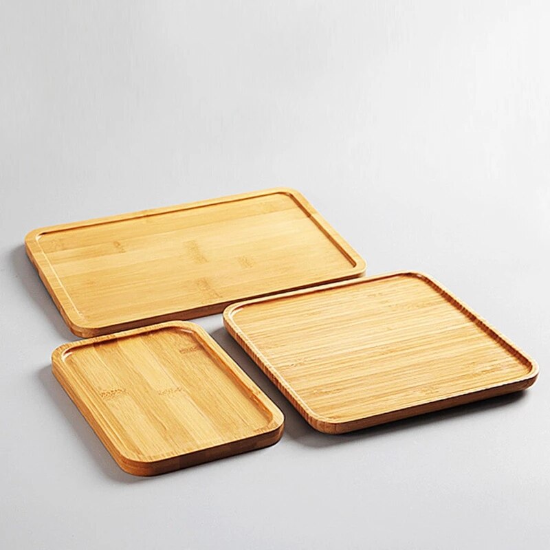 Bamboe Rechthoek Vierkante Opslag Plaat Fruit Gerechten Schotel Dessert Diner Brood Platen Thee Lade