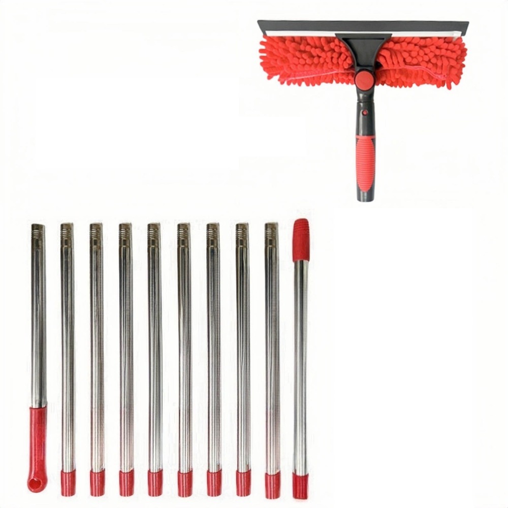 Long Duster Window Cleaning Squeegee Dusting Cleaning Extension Pole Ceiling Duster 2 In 1 Washing Dust Remover: MULTI