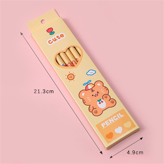 6 Pcs/Set Cute Cartoon Animals Kids Hb Standard Pencil Stationery Pencils For Kids Drawing Sketch Writing Suplies Students: Sunshine Tiger