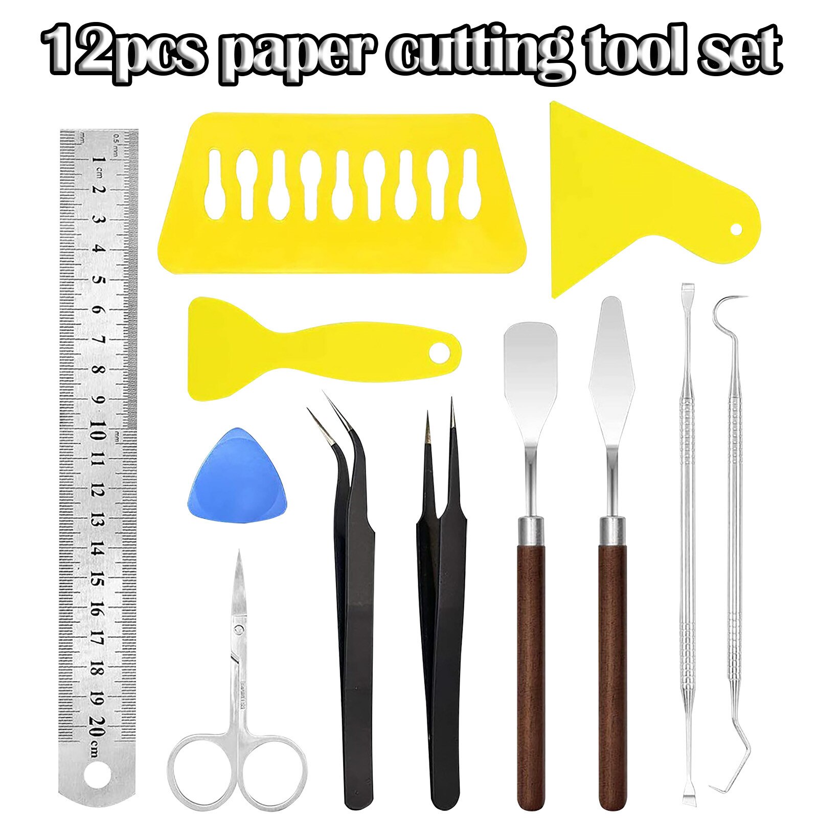 40# 12pcs Scrapbooking Paper Tool Set Hand-cut Paper Diy Homemade Greeting Card Paper Tool Set Party Decoration Paper Tools