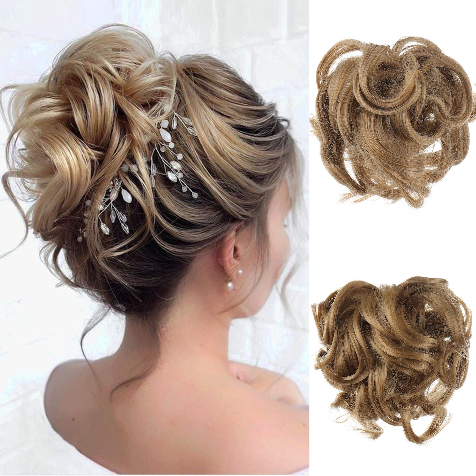LVHAN Synthetic Curly Chignon Ombre Claw Hair Messy Buns Updo claw Clip In Hairpiece For Women's Hair Buns
