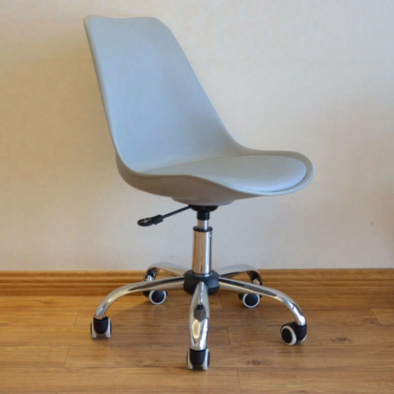 Computer Chair Home Modern Simple Lazy Desk Office Lifting Rotating Pulley Backrest Seat Student Small Chair: Light gray PP