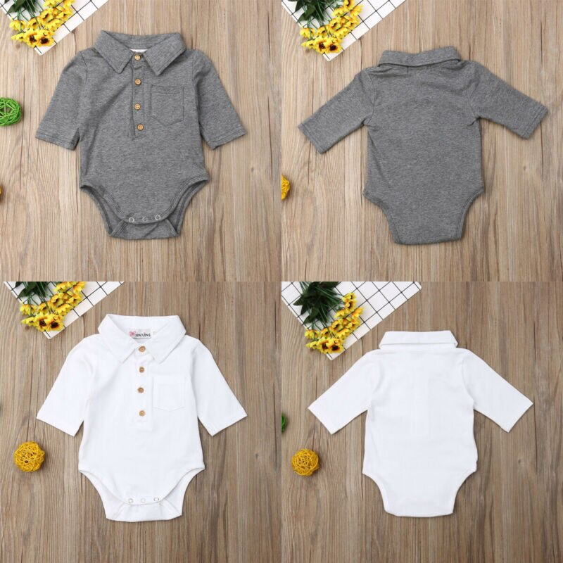 Schattige babykleding voor jongens, formele katoenen bodysuit, halflange mouwen, overhemden met knoopjes, zomerse peuter- en kleuteroutfits, 1-2y