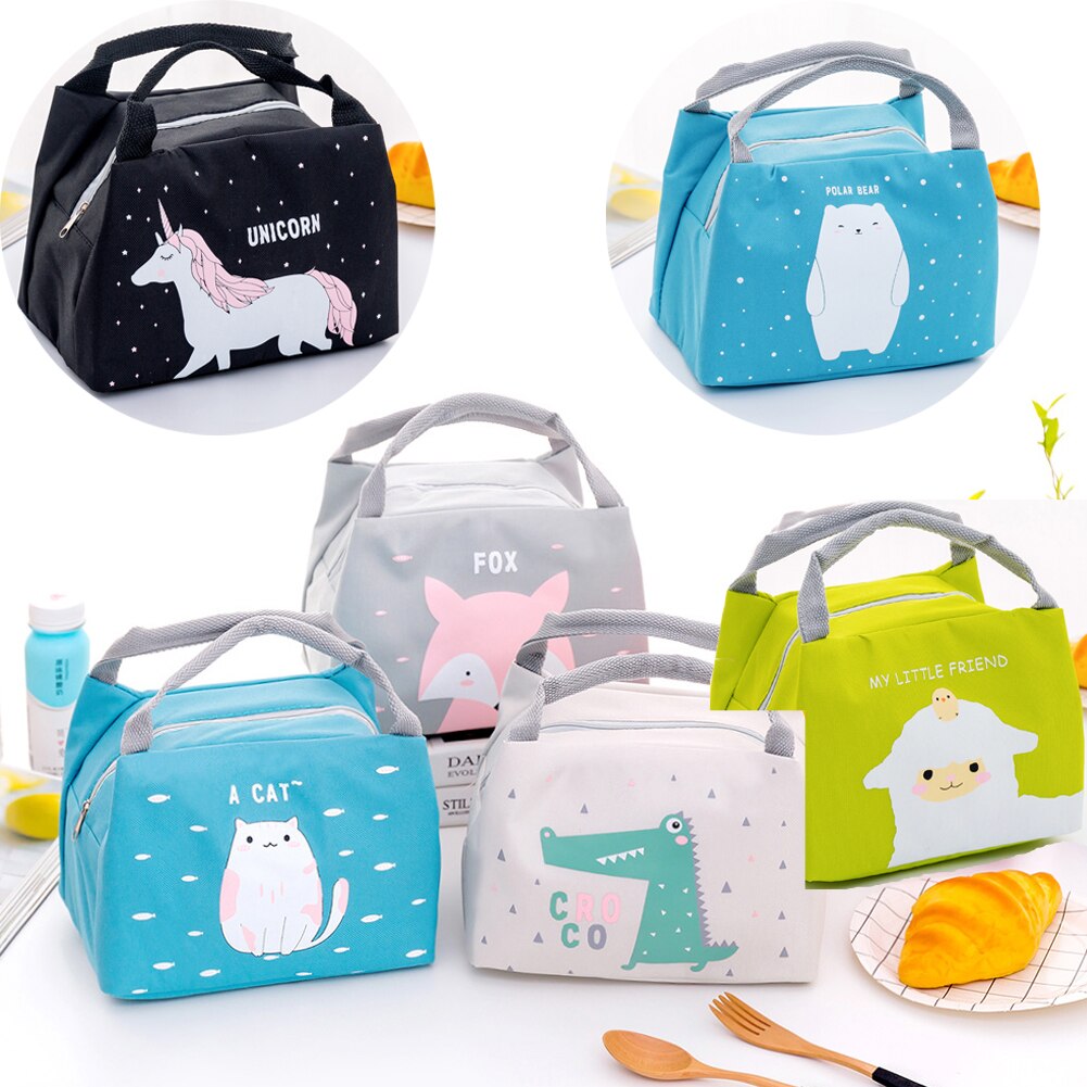 Cartoon Cute Lunch Bag For Women Girl Kids Children Thermal Insulated Lunch Box Tote Food Picnic Bag Milk Bottle Pouch
