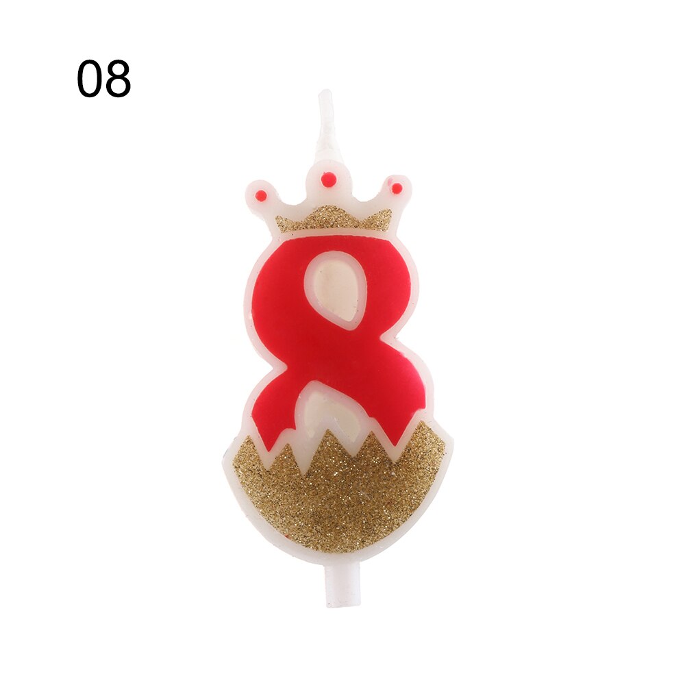 1PC 0-9 Numbers Cake Topper Birthday Wedding Digital Crown Candles Gold Red Number Party Supplies DIY Decoration for Baking