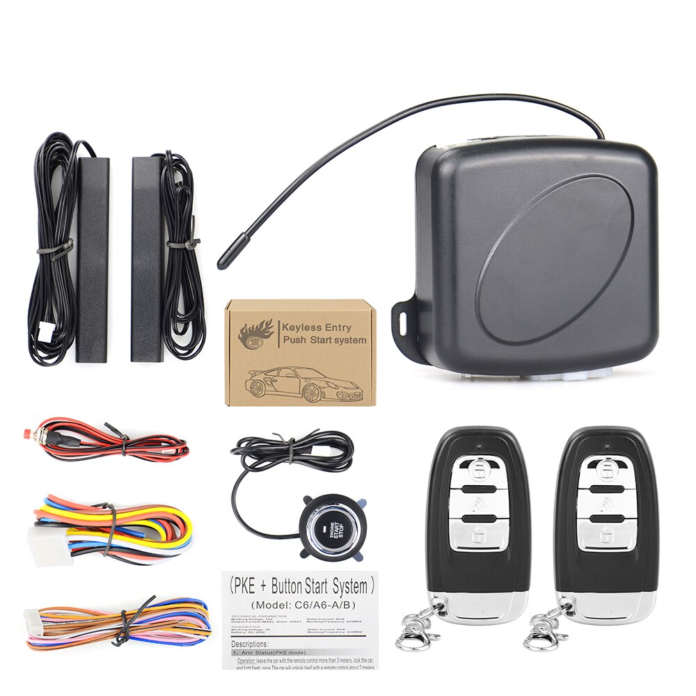 Car Alarm Remote Control Push Start Button RFID Lock Ignition Starter Keyless Entry Start Stop Immobilizer Anti-theft System