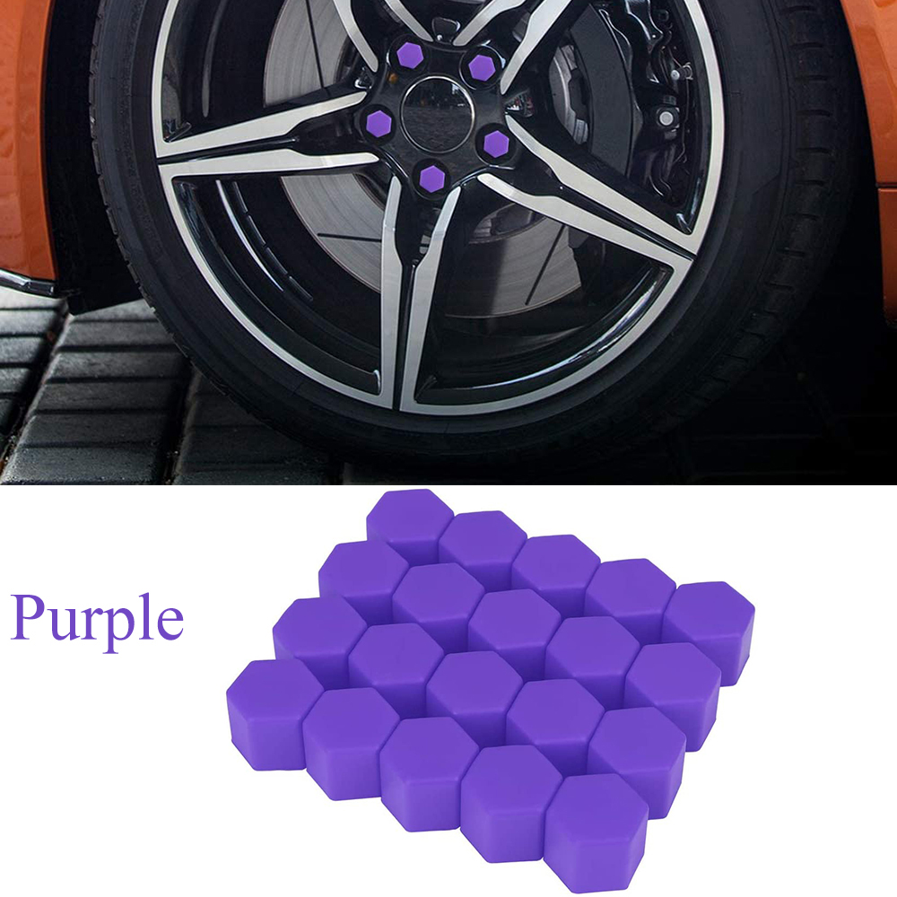 20Pcs 17mm 19mm 21mm Black Car Wheel Caps Bolts Covers Nuts Silicone Auto Wheel Hub Protectors Screw Cap Styling Anti Rust Cover: M12x1.25 / PURPLE
