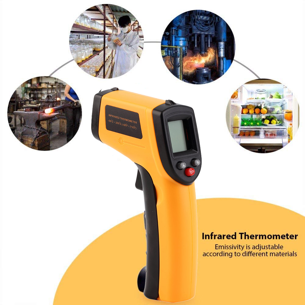 Draagbare GM320 Infrarood Thermometer C/F Non Contact Pyrometer Industriële Digitale Ir Temperatuur Meter -50 ~ 380 ℃ graden Celsius