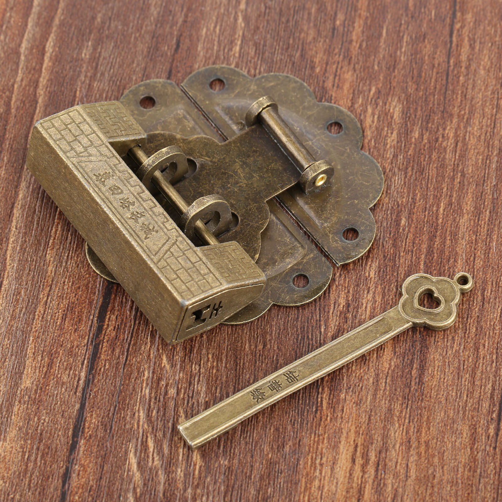 Møbler kinesisk gammel kasse lås hasp spænde lås og antik bronze lås / hængelås til kabinet smykker trækasse hardware