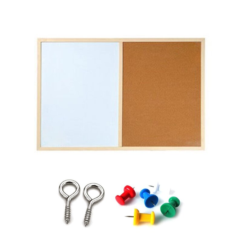 Message Cork Board Wood Frame Whiteboard Drawing Boards Combination Bulletin Magnetic Marker Board: A