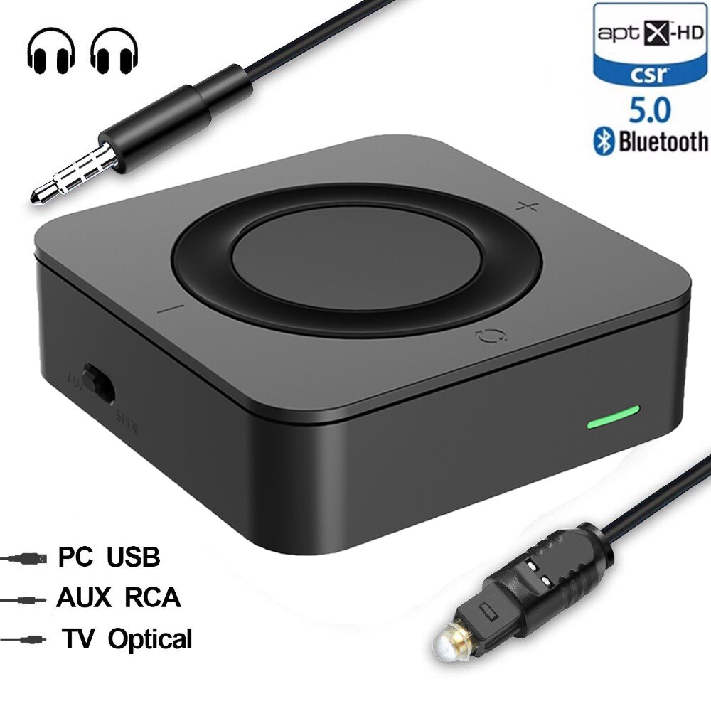Bluetooth 5.0 Aptx HD High definition low latency SPDIF Optical RCA Aux 3.5mm Transmitter Receiver stereo audio home TV Adapter