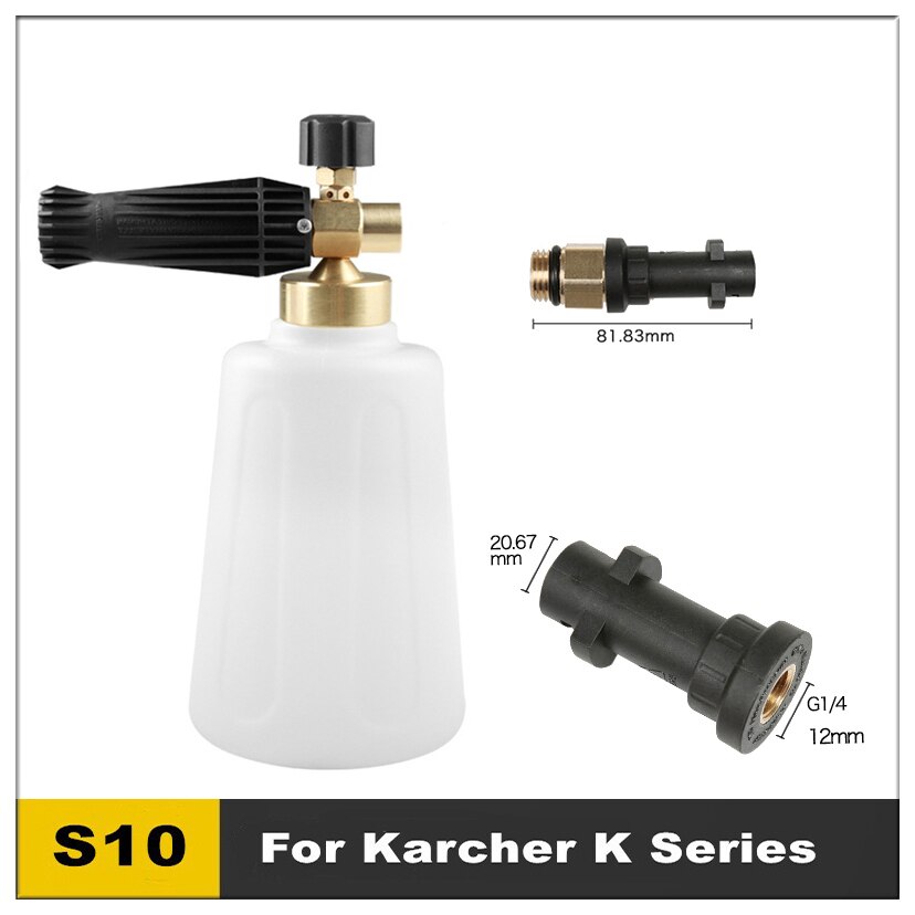2l pistolets de nettoyage à pression, lance à mousse pour neige, canon à mousse, jet de lavage à dégagement rapide avec buses de pulvérisation pour karcher/bosch/lavor 4000 psi: Noir