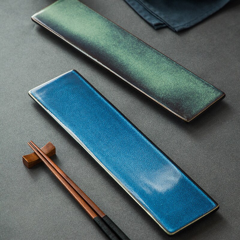 FANCITY platos planos largos, platos rectangulares para sushi, platos de aperitivos para restaurante, platos para el hogar, platos de cerámica