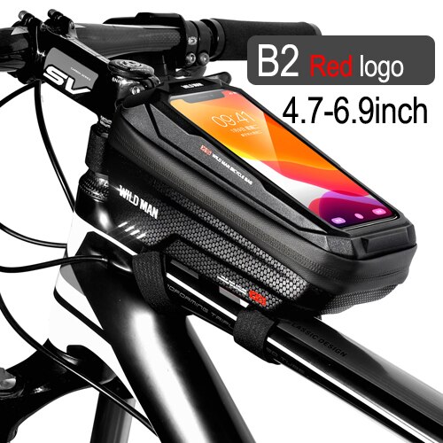 Funda impermeable para teléfono móvil, bolsa para manillar de bicicleta de montaña, accesorios para ciclismo, 6,9 pulgadas, novedad: B2 Red logo