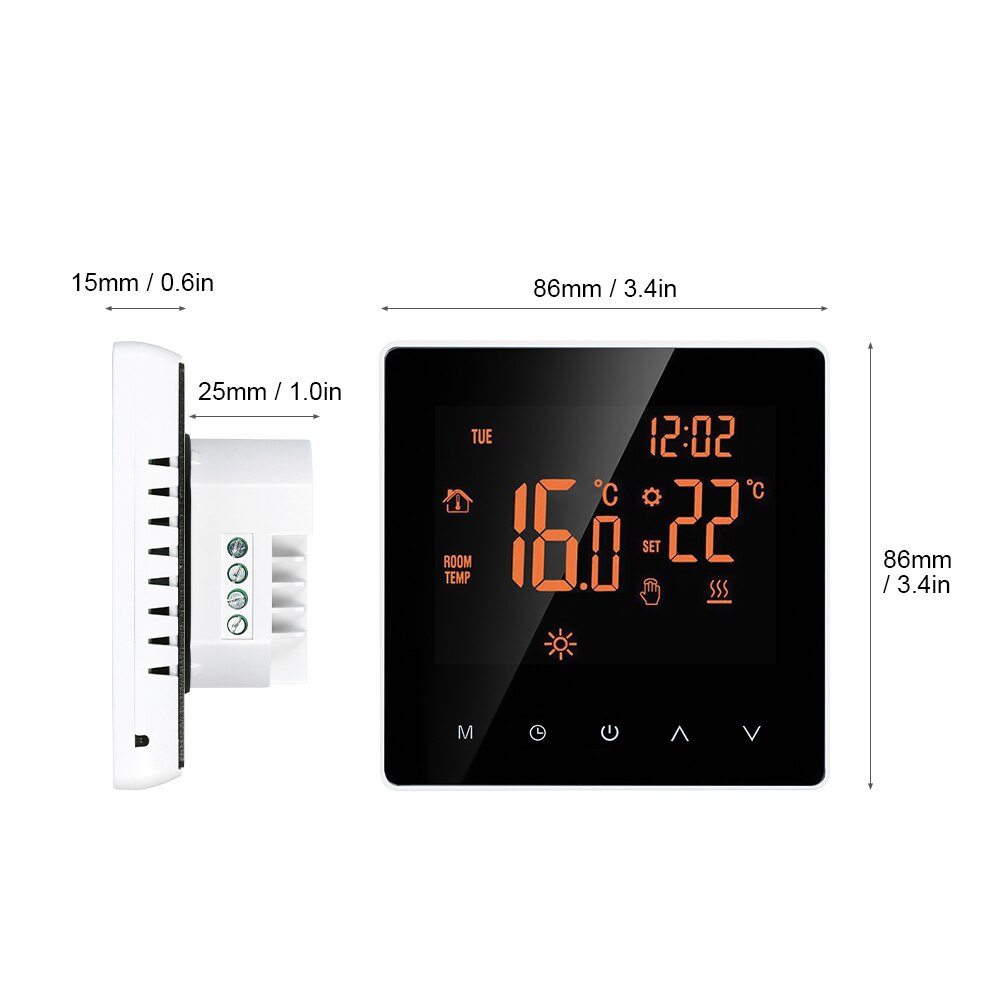 16A WiFi Smart Thermostat Controller Programmable Digital Temperature Controller LCD Display Touch Screen with App Control