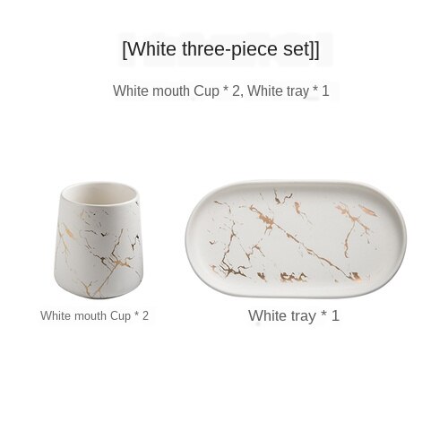 Brossez vos dents ensemble de tasses de bain de bouche usage domestique céramique brosse à dents tasse fournitures de salle de bain ajouter couvercle marbrure artisanat exquis: A