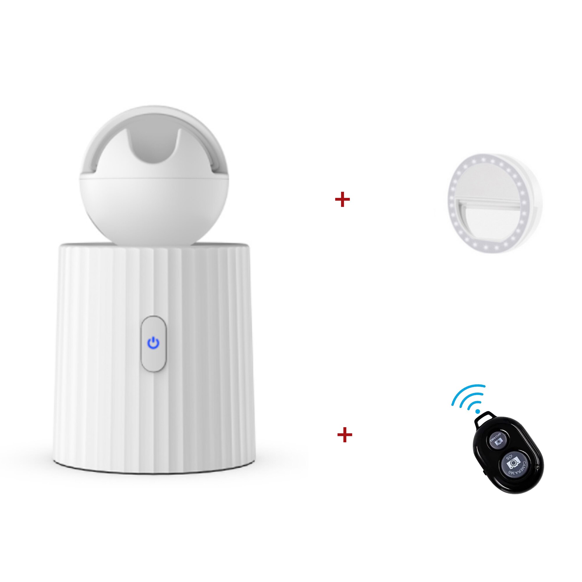 Rechargeable Smart Portable Selfie Stick ,360°Rotation Auto Face Object Tracking Camera Tripod Holder Smart Shooting Phone Mount: white 3pcs