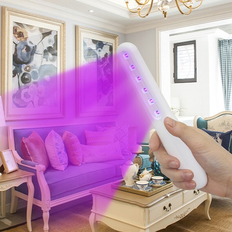 Lámpara portátil de desinfección UV de 260nm, luz de desinfección ultravioleta de carga USB LED de mano para viaje en casa