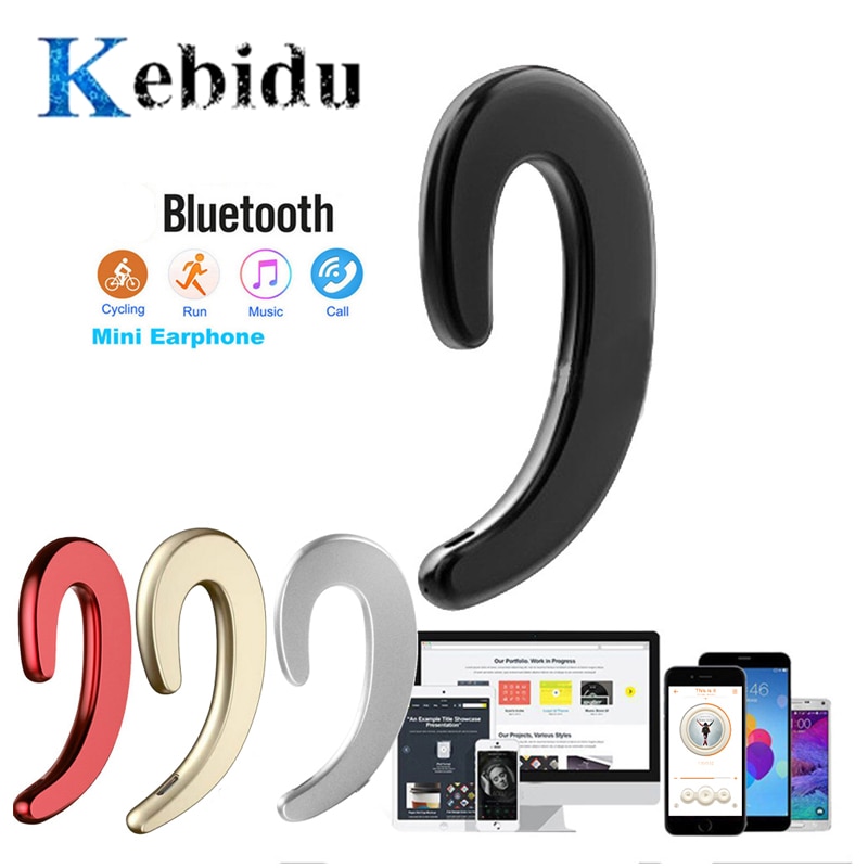 Kebidu fone de ouvido condutor óssea, fone estéreo esportivo sem fio com bluetooth 4.2, headset para notebook e tablet xiaomi para iphone 7 8 x